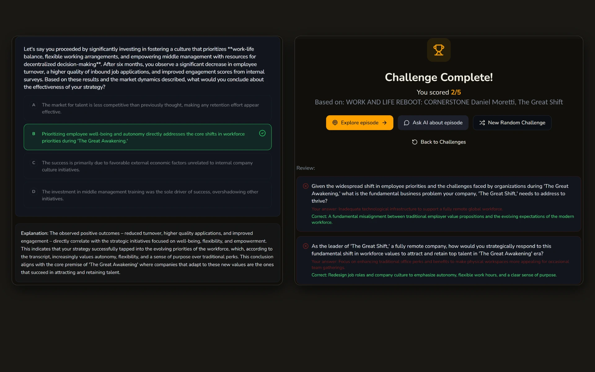 Interactive quizzes